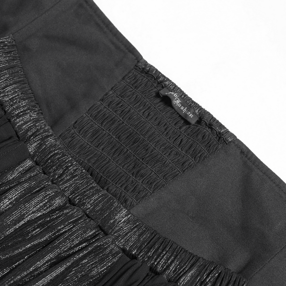 Black Gothic Corset Waist Mesh Maxi Skirt for Women