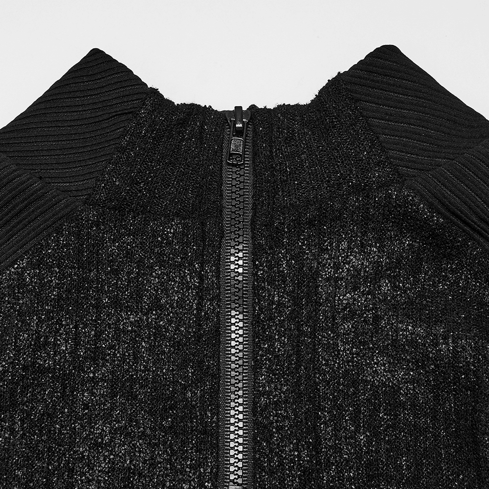 Black Gothic Cropped Top with Sheer Panel Details