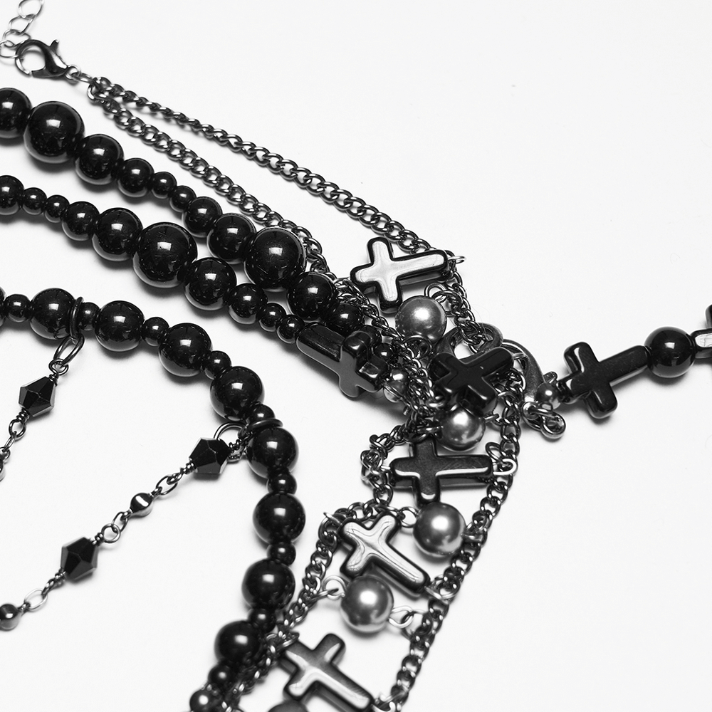 Black Gothic Cross Tassel Chain Headpiece and Face Veil