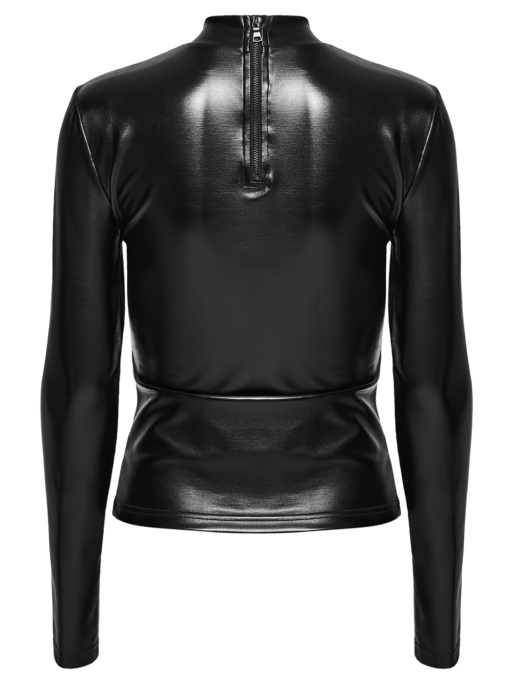 Black Gothic Faux Leather Top with Mesh Buckle Straps