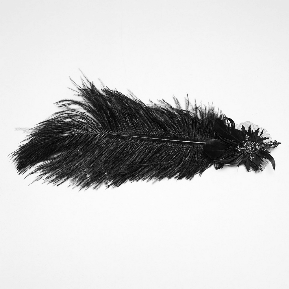 Black Gothic Feather Top Hat with Bloody Roses