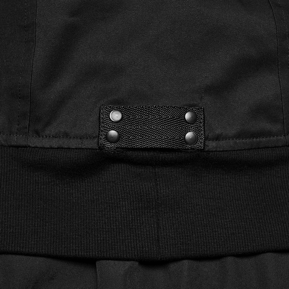 Black Gothic Hooded Coat with Tactical Strap Details