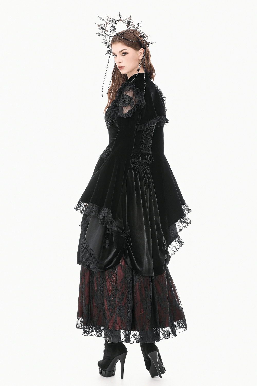 Black Gothic Lace Bolero Shrug with Bell Sleeves