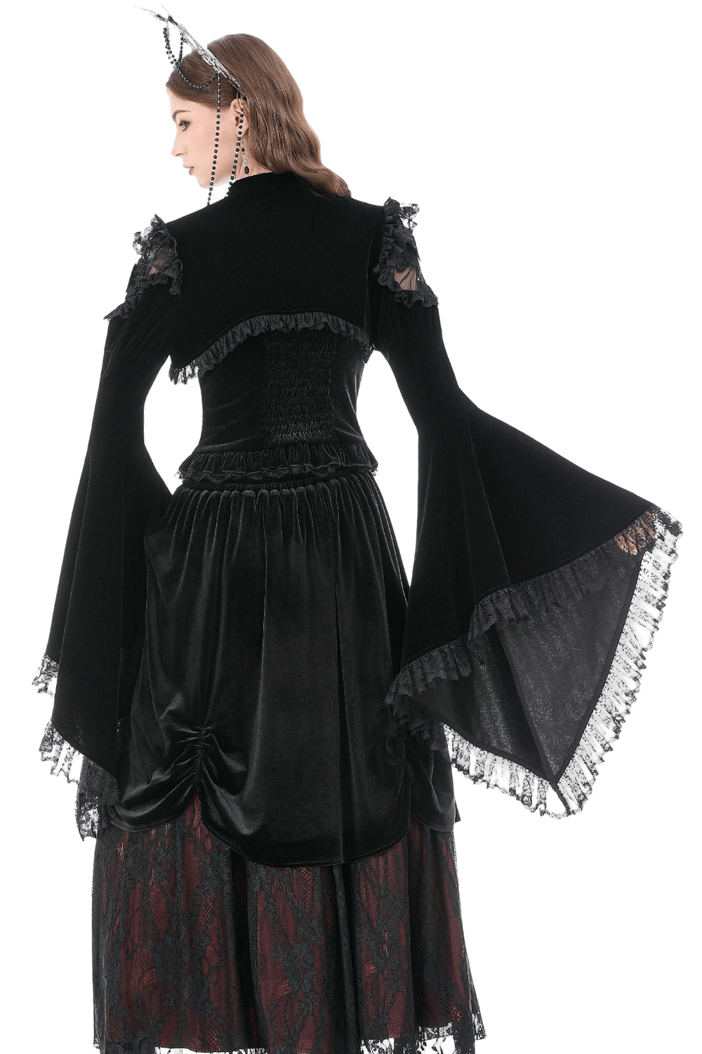 Black Gothic Lace Bolero Shrug with Bell Sleeves