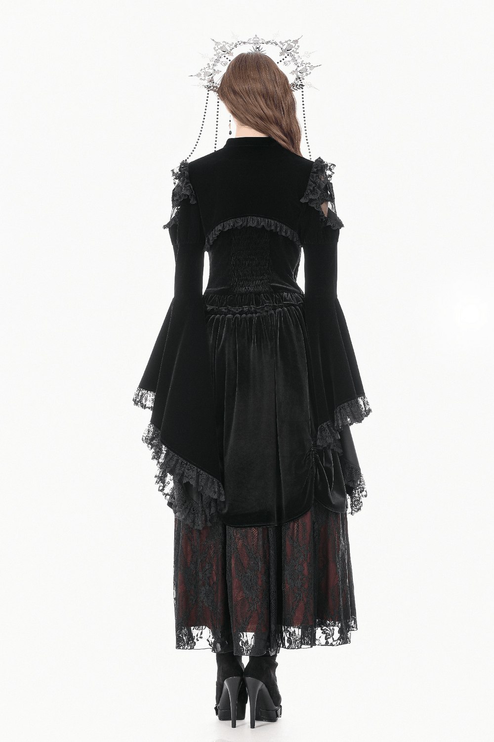 Black Gothic Lace Bolero Shrug with Bell Sleeves