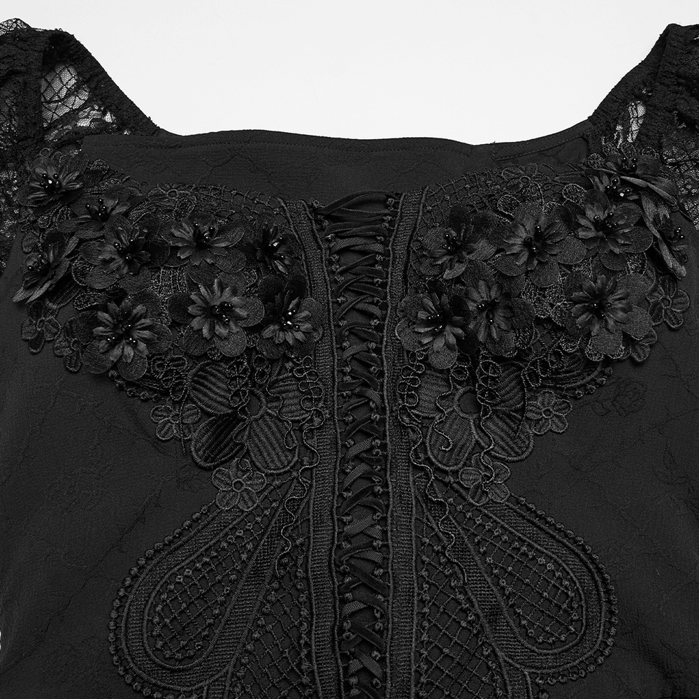 UK SALE of Black Gothic Lace Corset Maxi Dress with Victorian Style