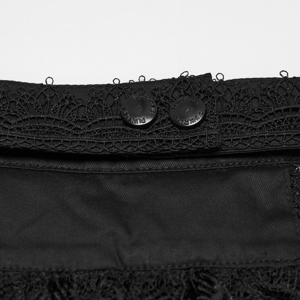Black Gothic Lace Jabot Choker Collar with Ruffle Bib