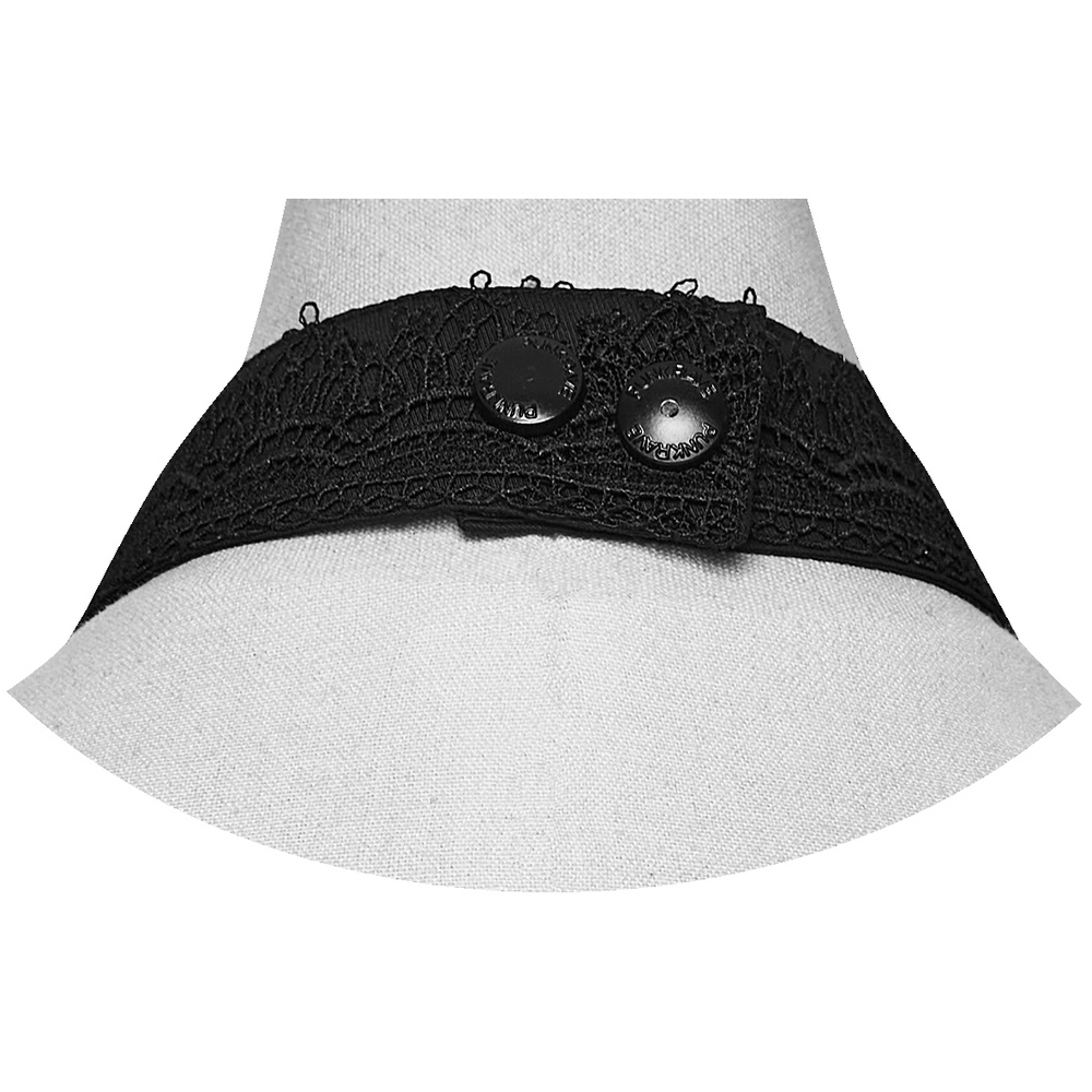 Black Gothic Lace Jabot Choker Collar with Ruffle Bib
