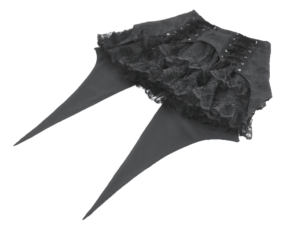 Black Gothic Lace-Up Layered High Low Bustle Skirt
