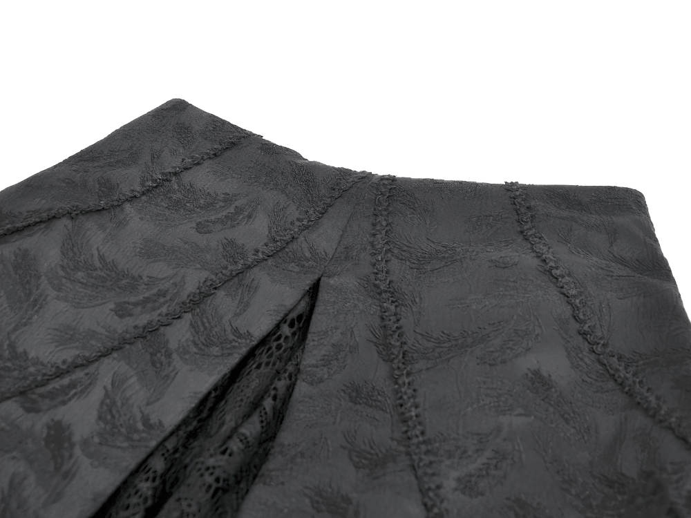 Black Gothic Lace-Up Layered High Low Bustle Skirt