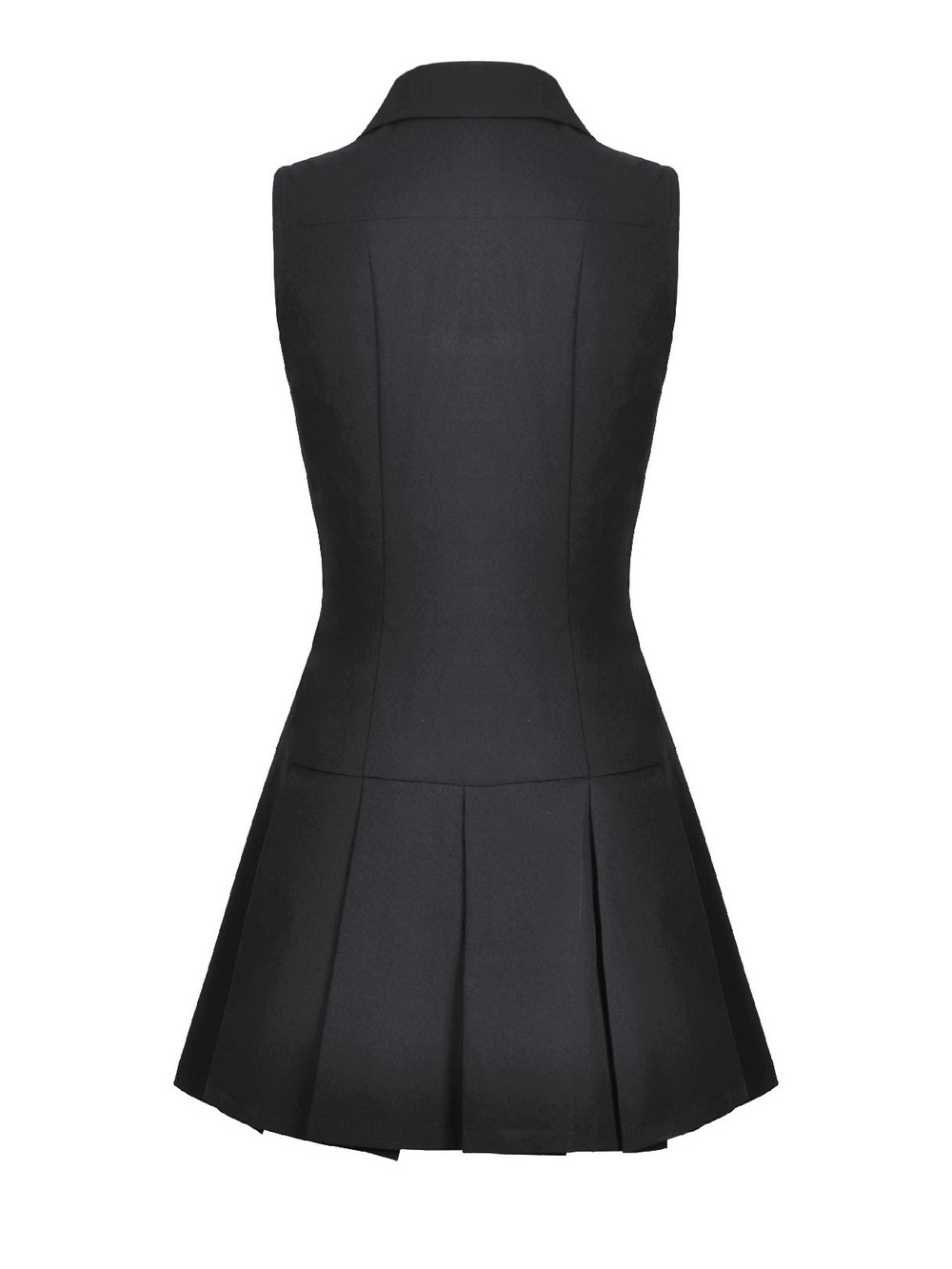 Black Gothic Lace Up Zip Front Pleated Mini Dress