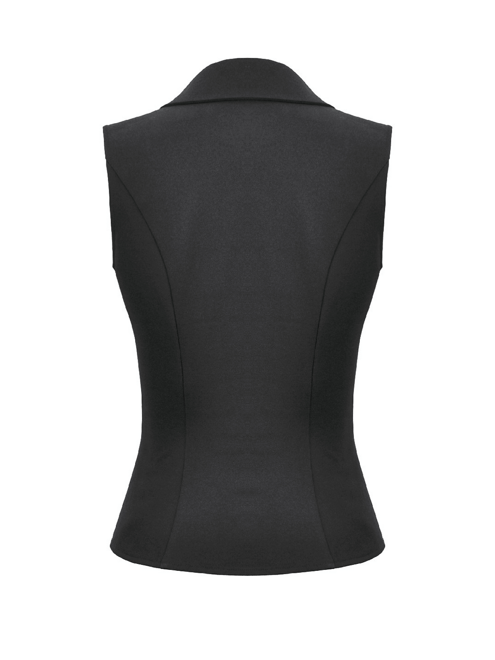 Black Gothic Lace-Up Zipper Vest with Stud Collar
