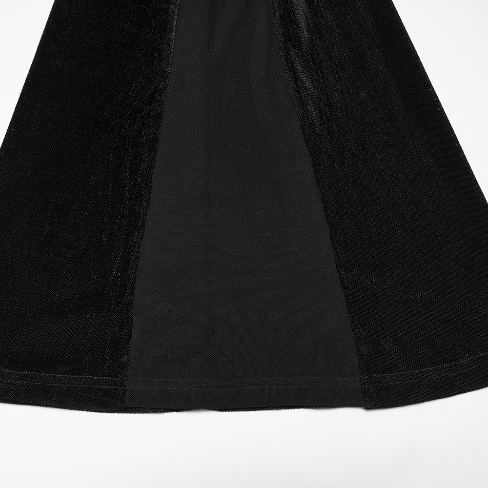Black Gothic Low Waist Flared Pants with Lace Waist
