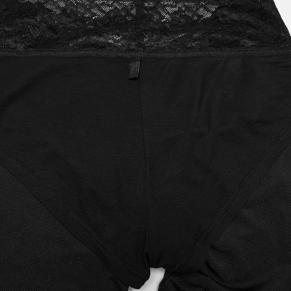Black Gothic Low Waist Flared Pants with Lace Waist