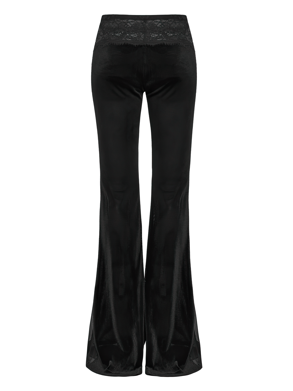 Black Gothic Low Waist Flared Pants with Lace Waist