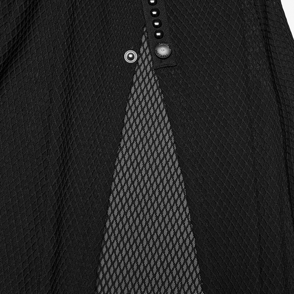 Black Gothic Mesh Maxi Skirt with Side Slit Detail