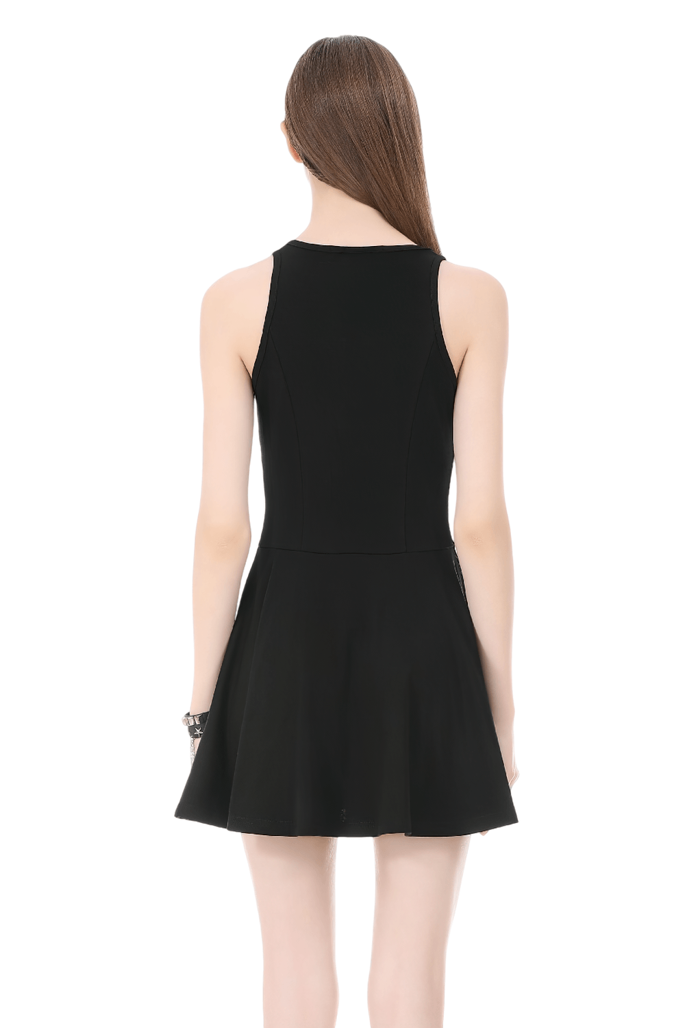Black Gothic Mini Dress with Side Corset Lacing