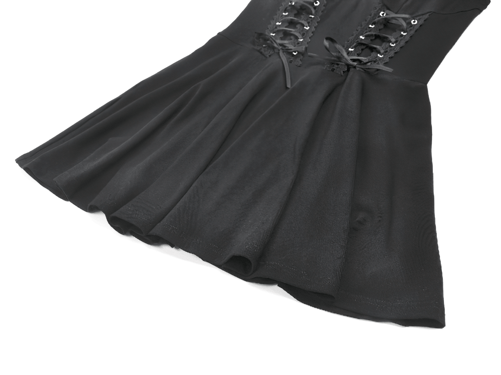 Black Gothic Mini Dress with Side Corset Lacing