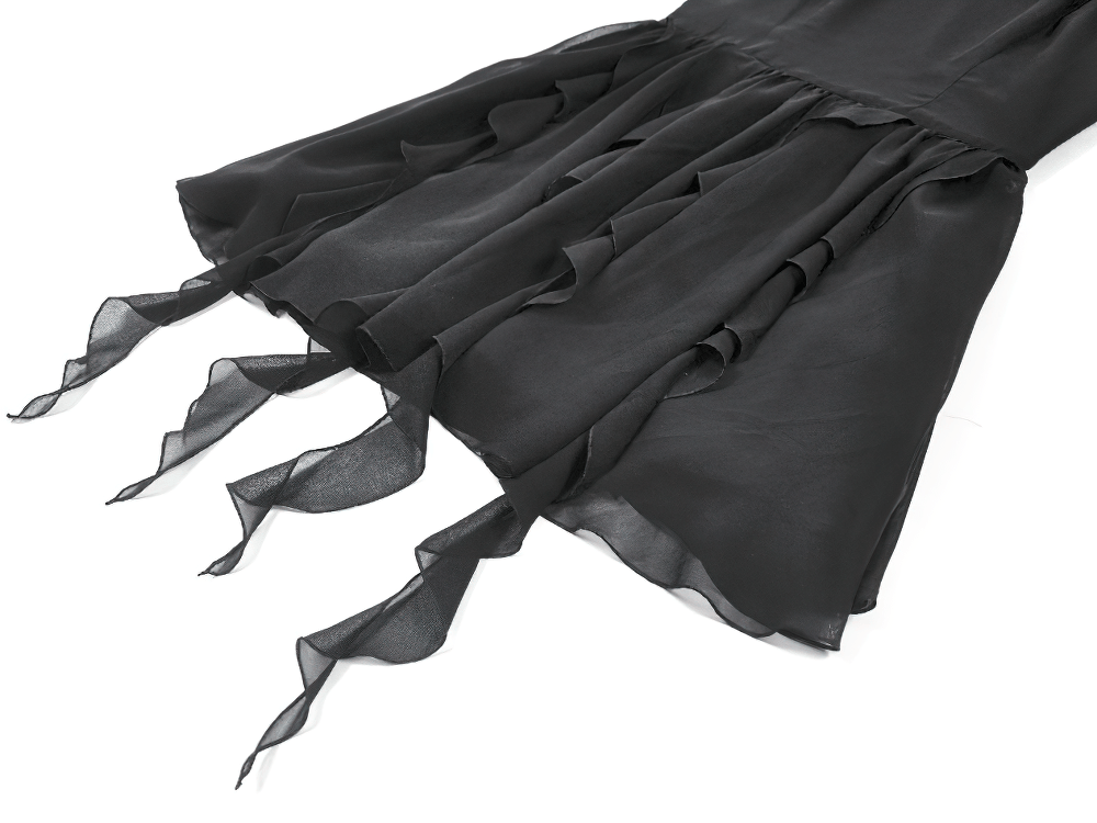 Black Gothic Off-Shoulder Dress with Ruffle Layers