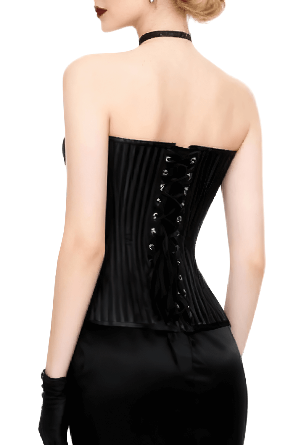 Black Gothic Striped Overbust Waist Training Corset