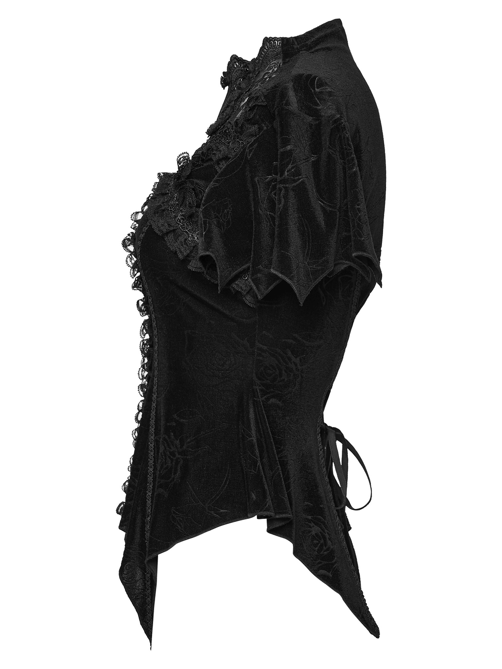 Black Gothic Velvet Lace Blouse with Corset Back