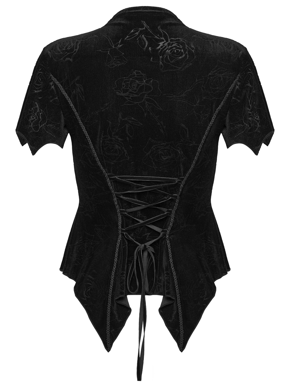 Black Gothic Velvet Lace Blouse with Corset Back