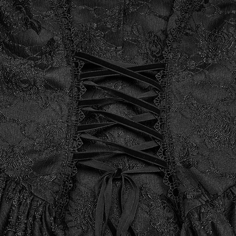 Black Gothic Victorian Tailcoat Vest with Lace Ruffles