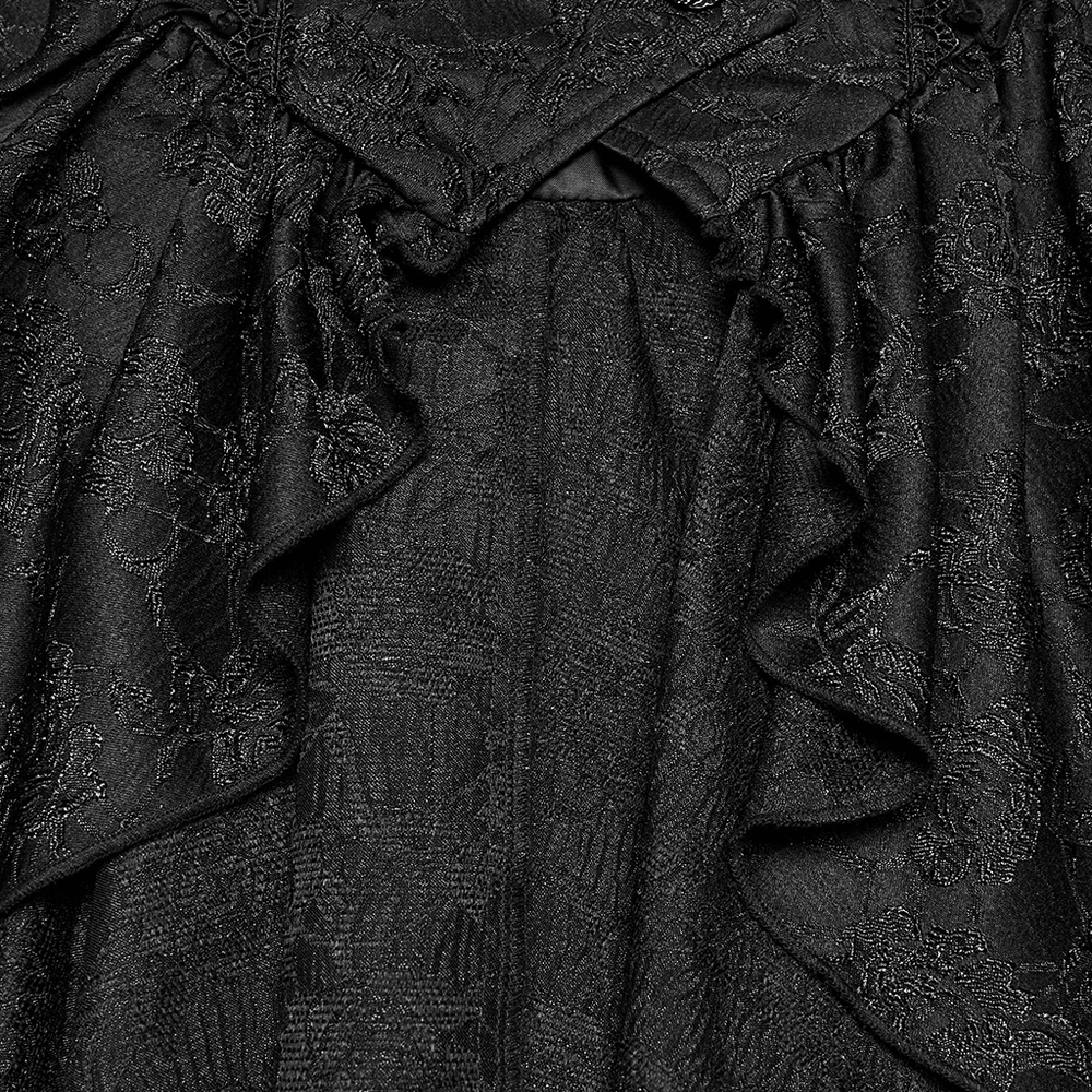 Black Gothic Victorian Tailcoat Vest with Lace Ruffles
