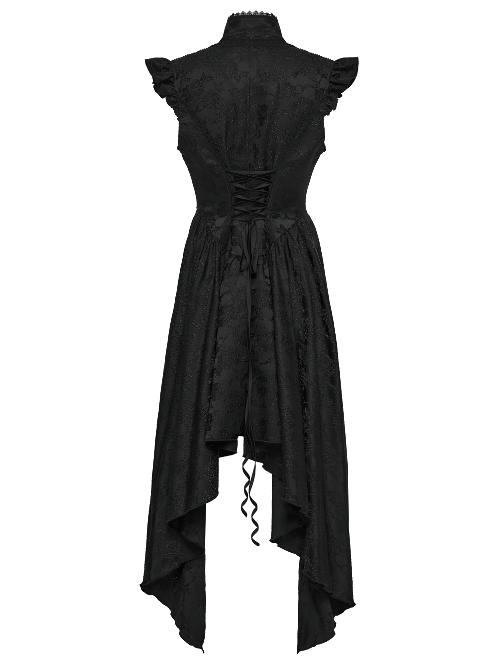 Black Gothic Victorian Tailcoat Vest with Lace Ruffles