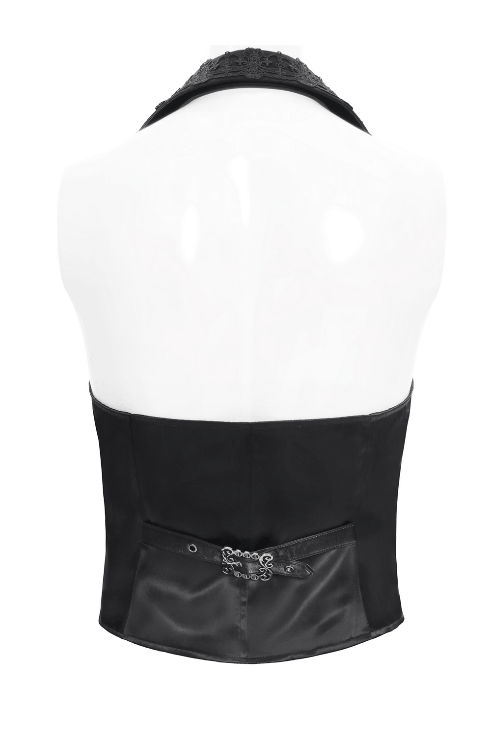 Black Gothic Waistcoat With Lace Lapel and Buttons