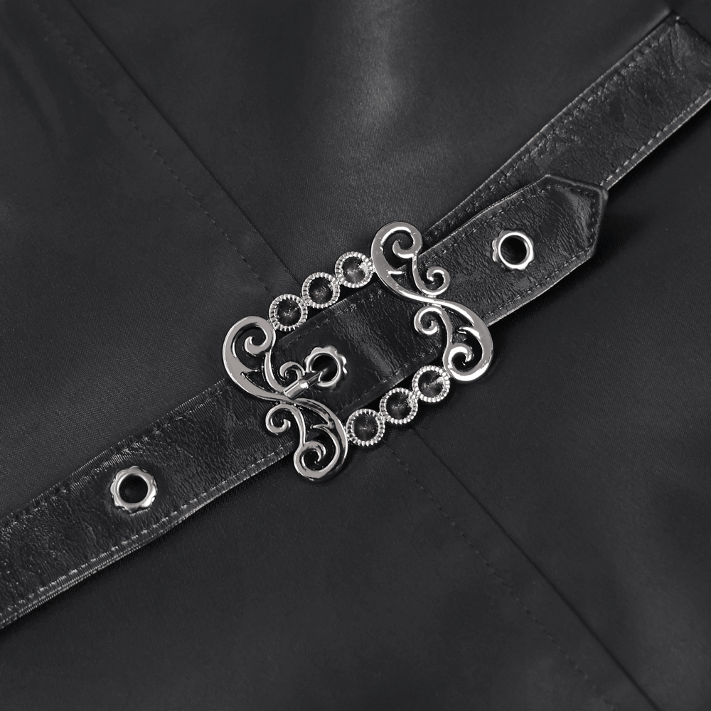 Black Gothic Waistcoat With Lace Lapel and Buttons