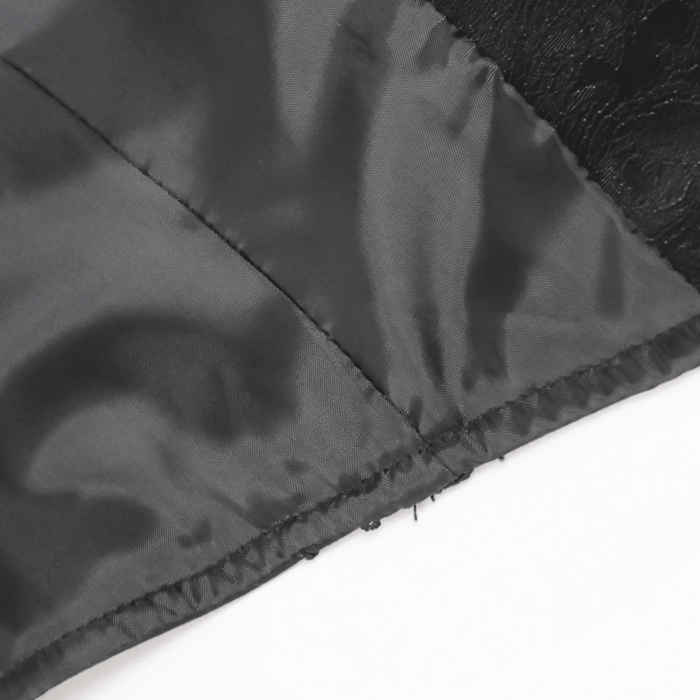 Black Gothic Waistcoat With Lace Lapel and Buttons