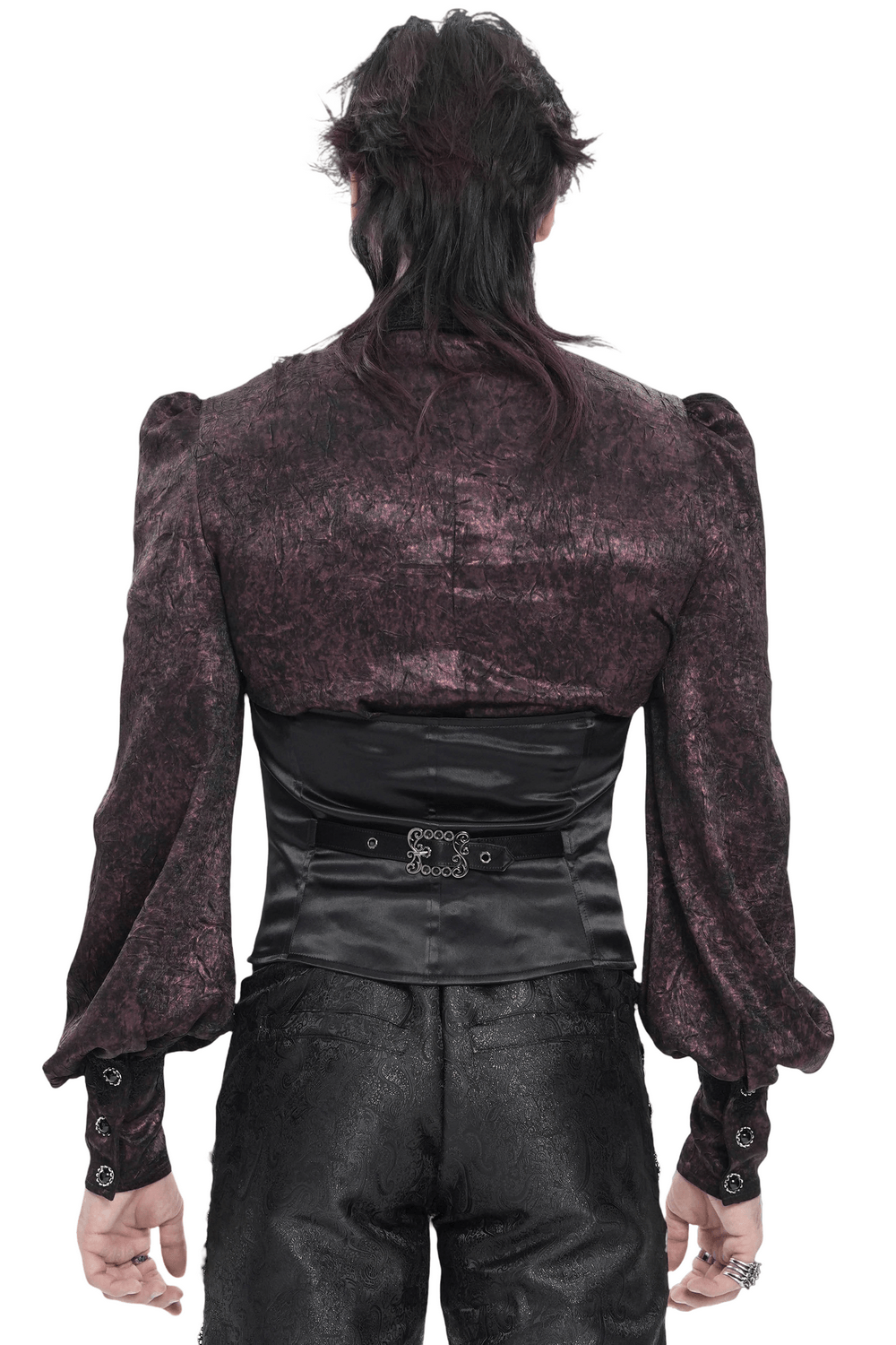 Black Gothic Waistcoat With Lace Lapel and Buttons