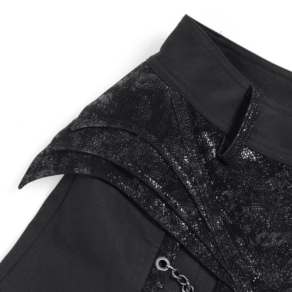 Black Gothic Wide Leg Pants with Chains and Studs