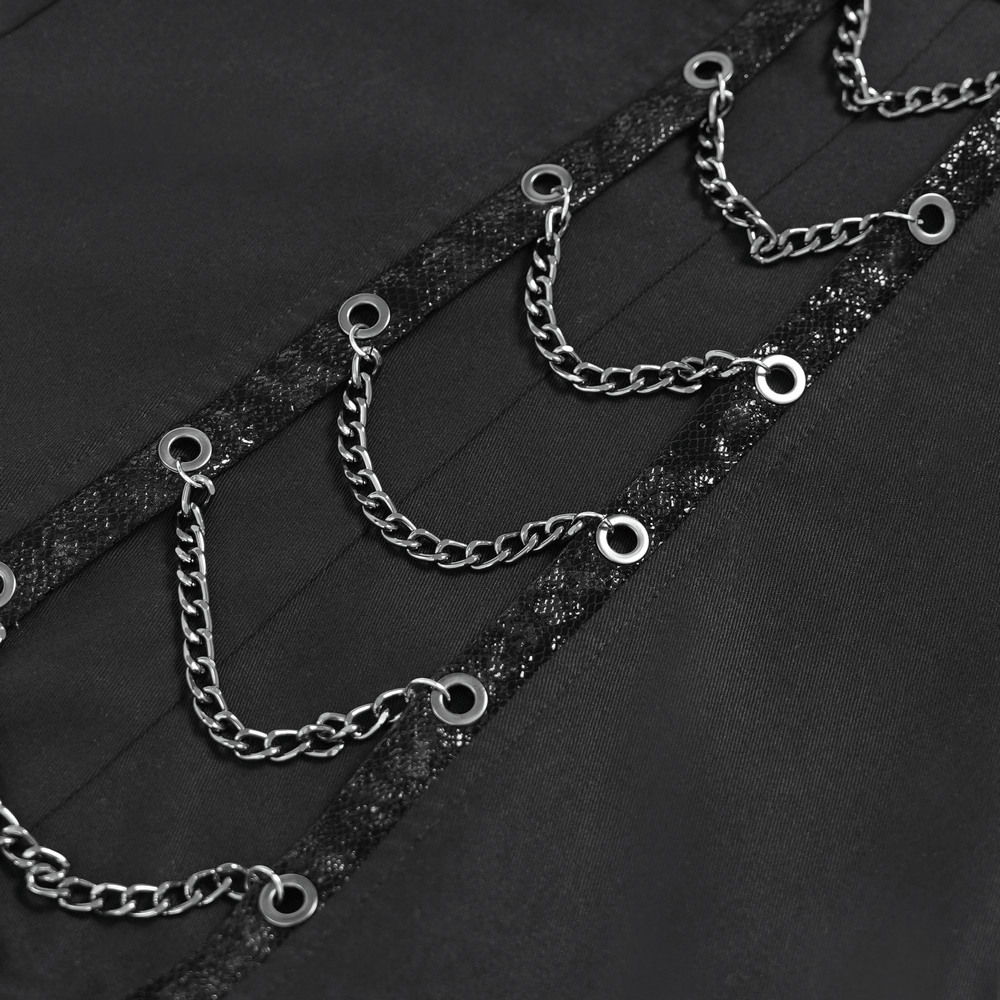 Black Gothic Wide Leg Pants with Chains and Studs
