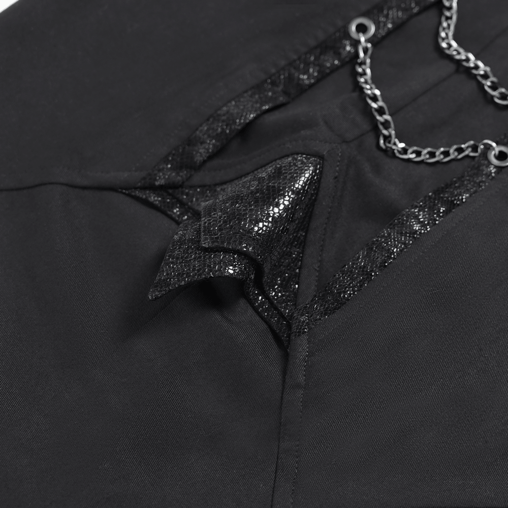 Black Gothic Wide Leg Pants with Chains and Studs