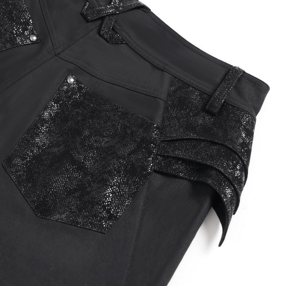 Black Gothic Wide Leg Pants with Chains and Studs