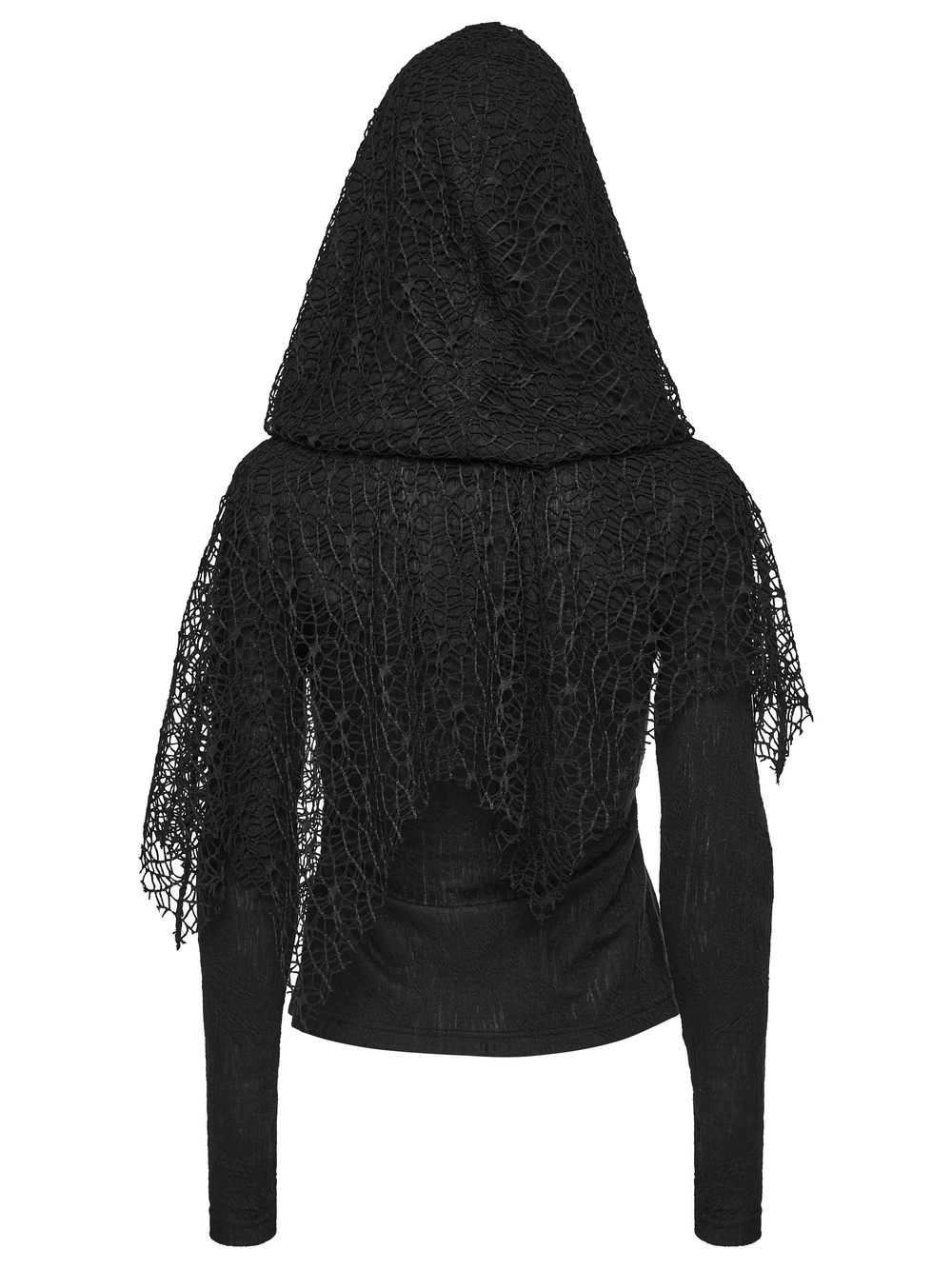 Black Hooded Mesh Overlay Wasteland Punk Top