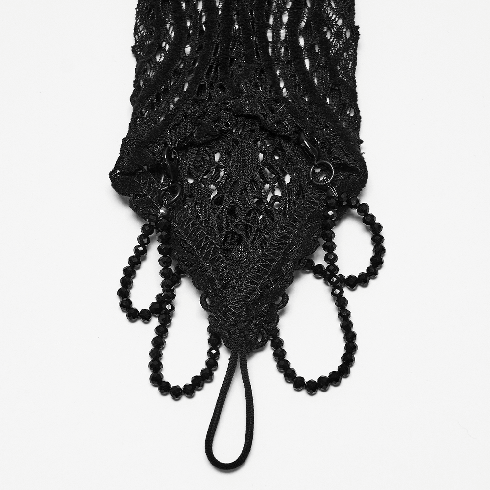 Black Lace Gothic Fingerless Arm Warmer Gloves