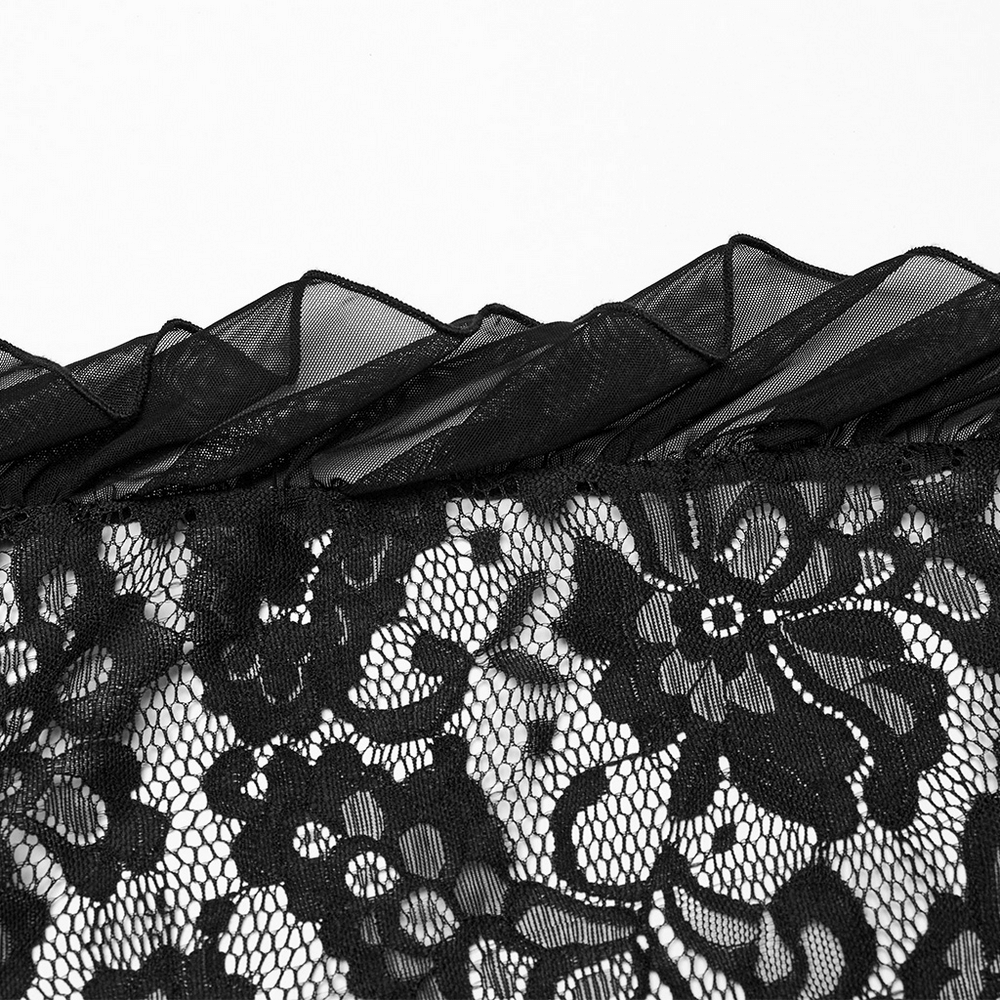 Black Lace Gothic Maxi Dress with High Slit and Corset Back