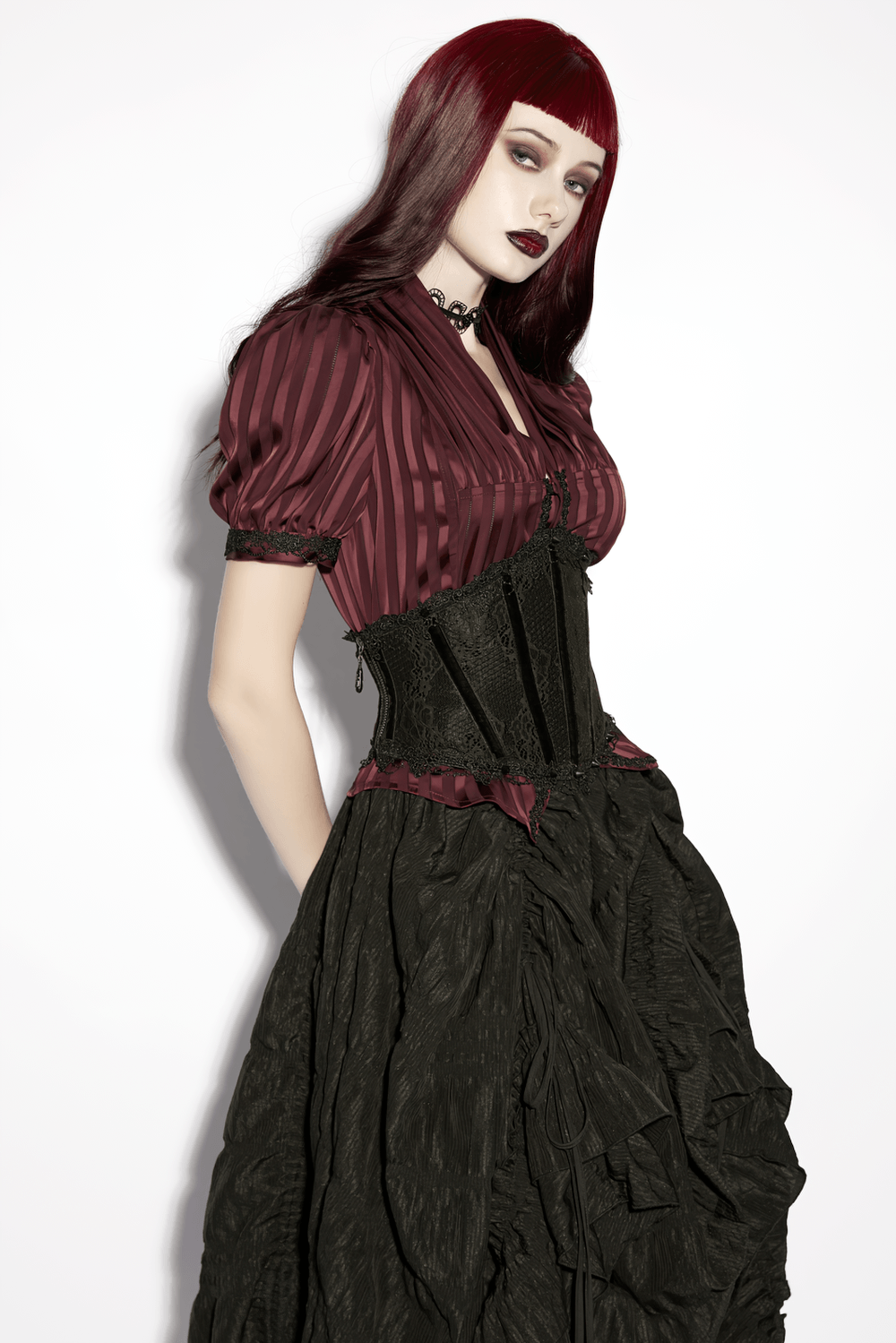 Black Lace Gothic Underbust Waist Cincher Corset