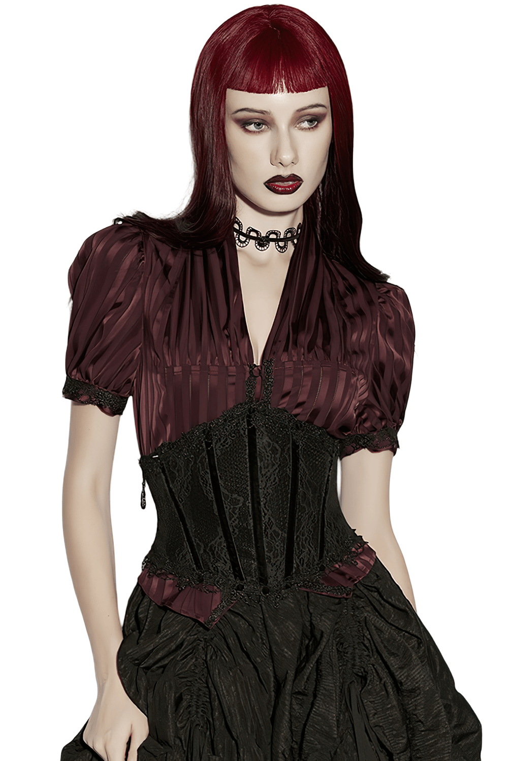 Black Lace Gothic Underbust Waist Cincher Corset