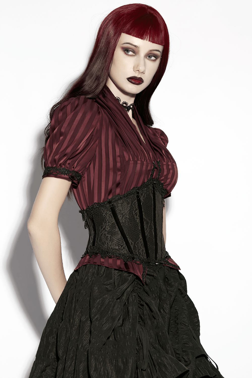 Black Lace Gothic Underbust Waist Cincher Corset