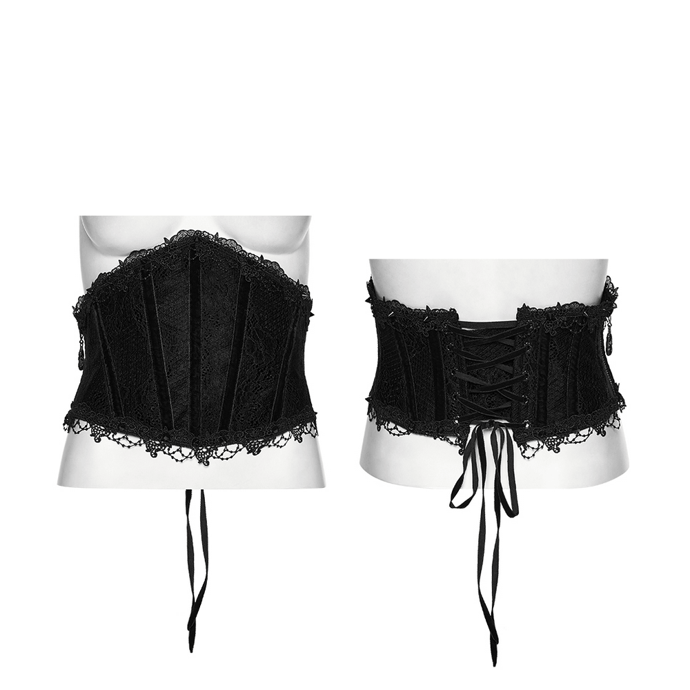 Black Lace Gothic Underbust Waist Cincher Corset