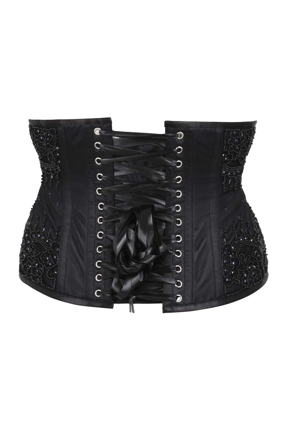Black Lace Overlay Underbust Corset in Gothic Style