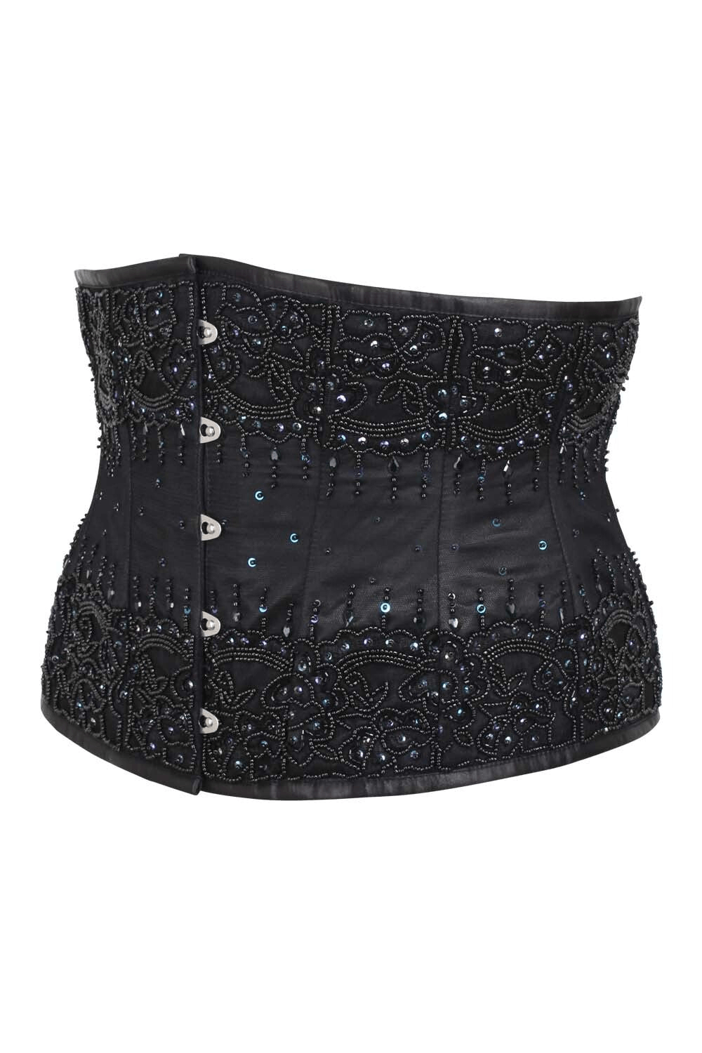 Black Lace Overlay Underbust Corset in Gothic Style