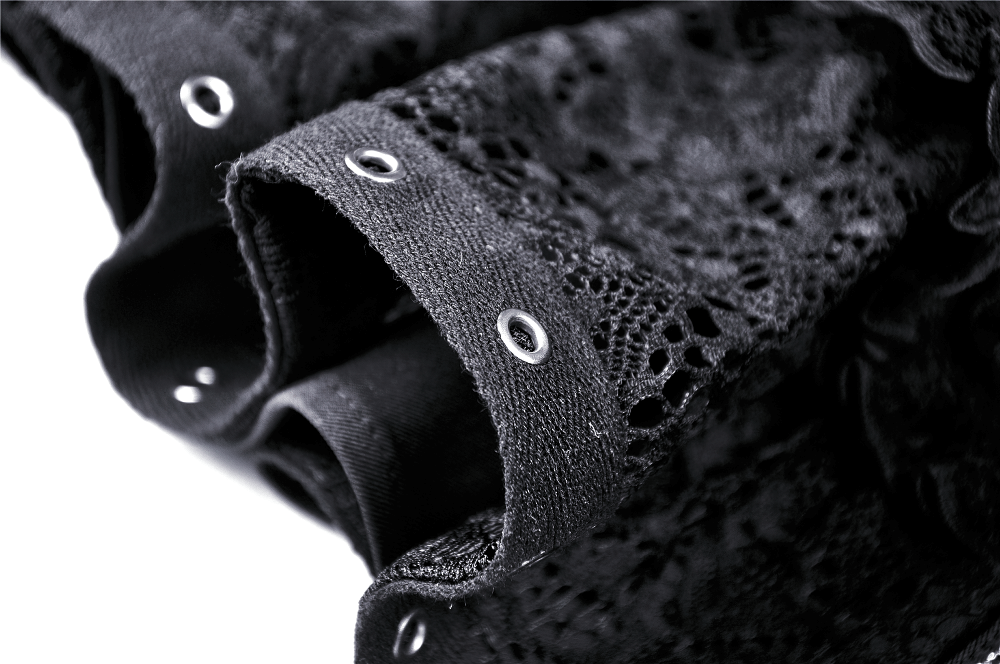 Black Lace Ruffled Skirt with Adjustable Lacing and Zip
