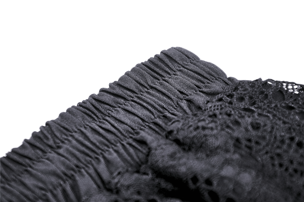 Black Lace Ruffled Skirt with Adjustable Lacing and Zip