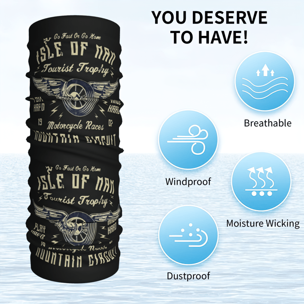 Black Motorcycle Print Neck Gaiter and Face Cover