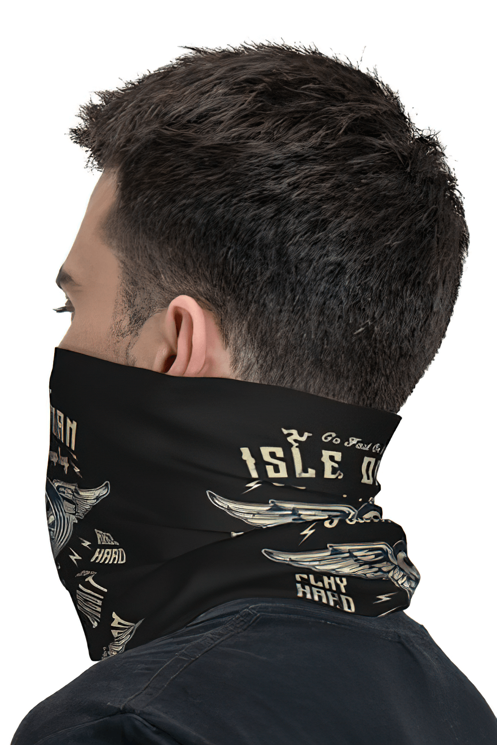 Black Motorcycle Print Neck Gaiter and Face Cover